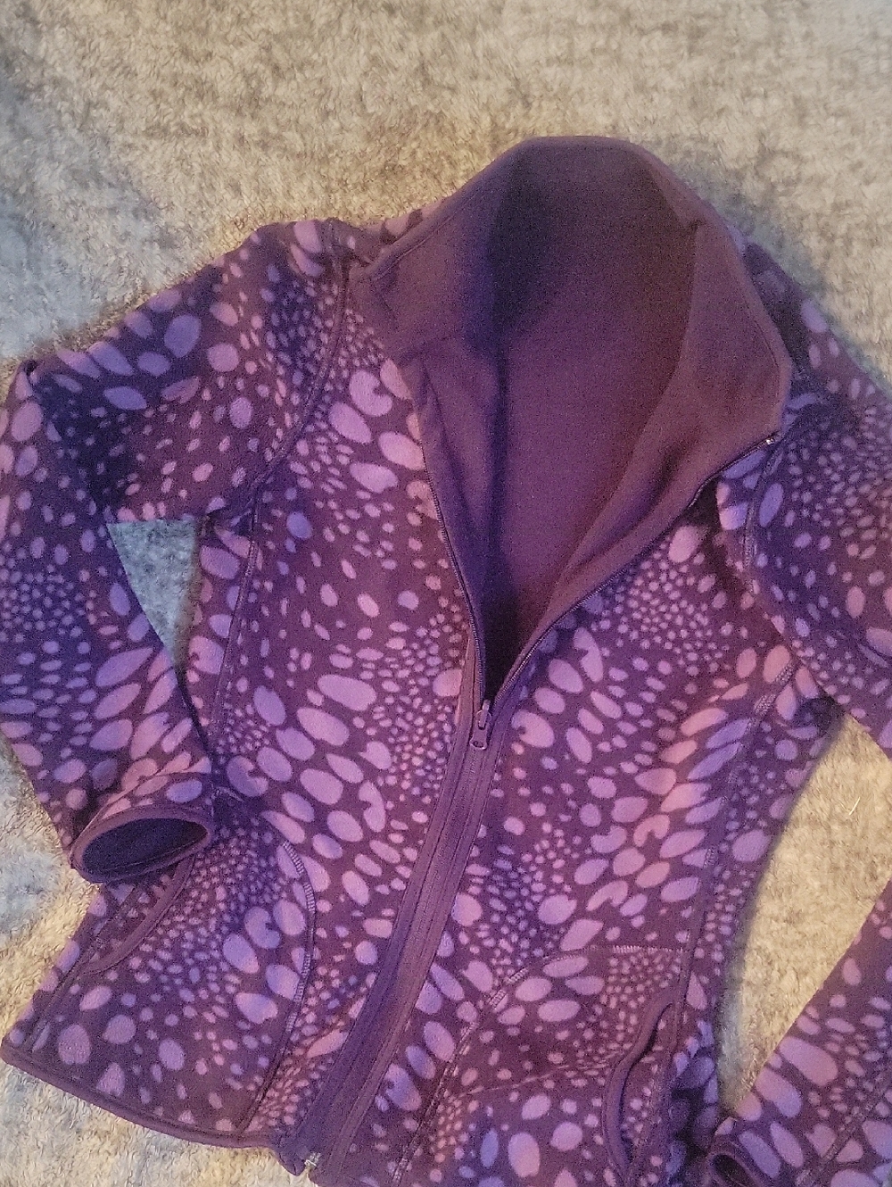 Women's Purple Patterned Bomber Jacket with Zip